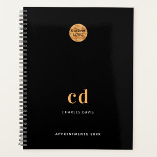 Logo black gold monogram initials business planner