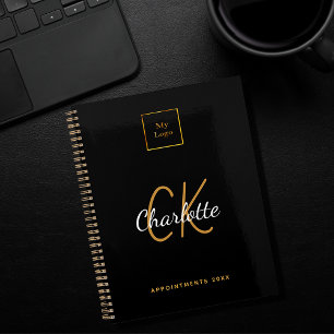 Logo black gold monogram modern 2022 business planner