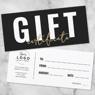Logo Black Gold Script Business Gift Certificate