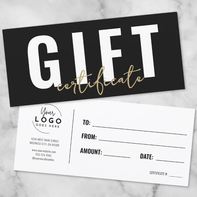 Logo Black Gold Script Business Gift Certificate (Logo Black Gold Script Business Gift Certificate)