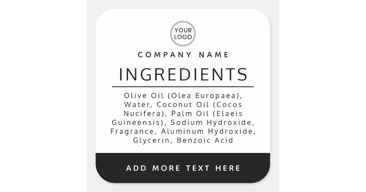 Logo black white ingredient listing product label | Zazzle