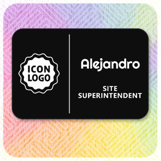 Logo Black White Minimal Employee ID Name Tag