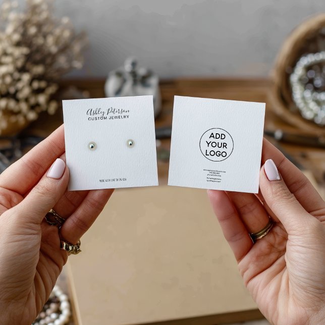 Logo black white minimalist stud earring display (Logo black white minimalist stud earring display)