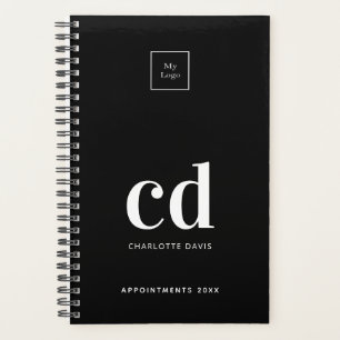 Logo black white monogram initials business 2025 planner
