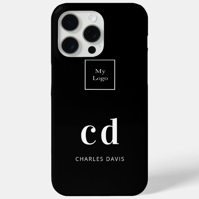 Logo black white monogram initials business  Case-Mate iPhone case (Back)