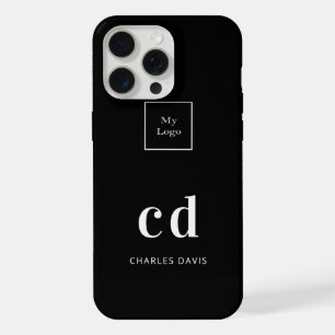 Logo black white monogram initials business iPhone 15 pro max case