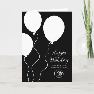 Logo Black White Simple Corporate Birthday Card