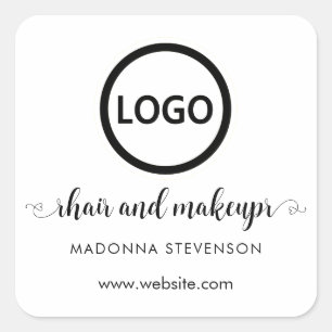 Logo black white simple typography hair makeup  square sticker