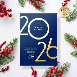 Logo Blue Modern Business Holiday Gold Card