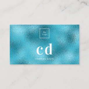 Logo blue ocean sea metallic monogram business card
