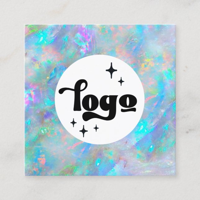 logo blue opal  square business card (Front)