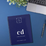 Logo blue white monogram initials business 2025 planner<br><div class="desc">Navy blue background and white text. Personalise and add your logo,  monogram initials,  and a title year. Your logo both on the front and the back.  Space for your website address on the  back.</div>