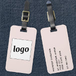 Logo Blush Pink Business Luggage Tag<br><div class="desc">Simple logo design for your business.  Replace the logo and details with your own and change the background colour in the design tool to customise.  Ideal for as a promotional item to give to clients,  customers and employees,  and for business travel and trade shows.</div>