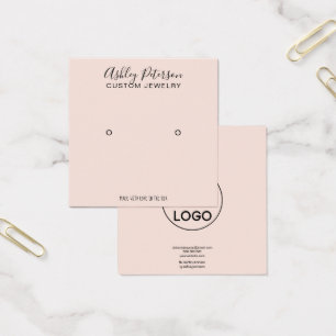 Logo blush pink minimalist stud earring display