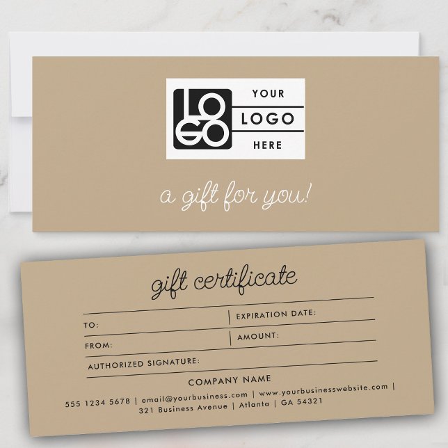 Logo Boho Beige Script Modern Gift Certificate (Logo Boho Beige Script Modern Gift Certificate)
