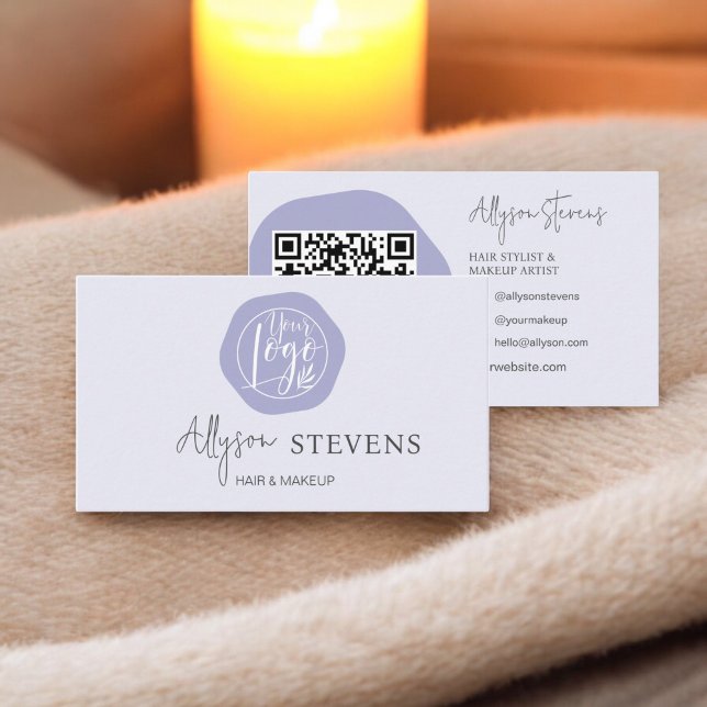 Logo boho lavender hair makeup qr code business card (Logo boho lavender hair makeup qr code business card)