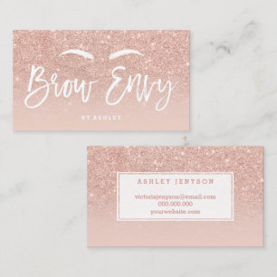 Logo brows elegant typography blush rose gold 2 business card