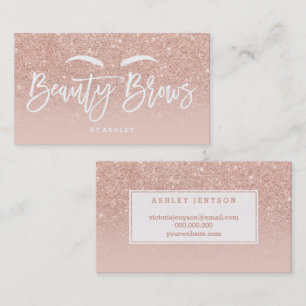 Logo brows elegant typography blush rose gold business card