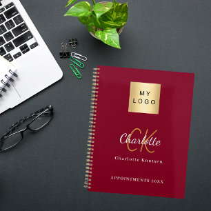 Logo burgundy gold monogram business 2027 planner