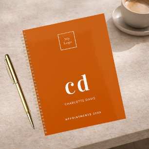 Logo burnt orange monogram initials business 2027 planner
