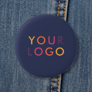 Logo Business Branding Template Navy Blue 6 Cm Round Badge