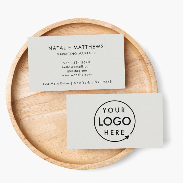 Logo Business Cards | Modern Professional Gray (Create a professional look with this simple horizontal gray business card design with your logo.)