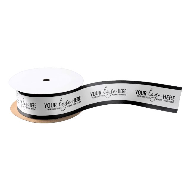 Logo Business Company Branded Packaging Black Satin Ribbon (Spool)