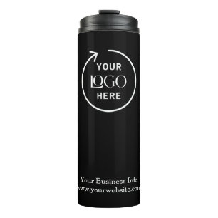 Logo Business Corporate Company Branded Black Thermal Tumbler