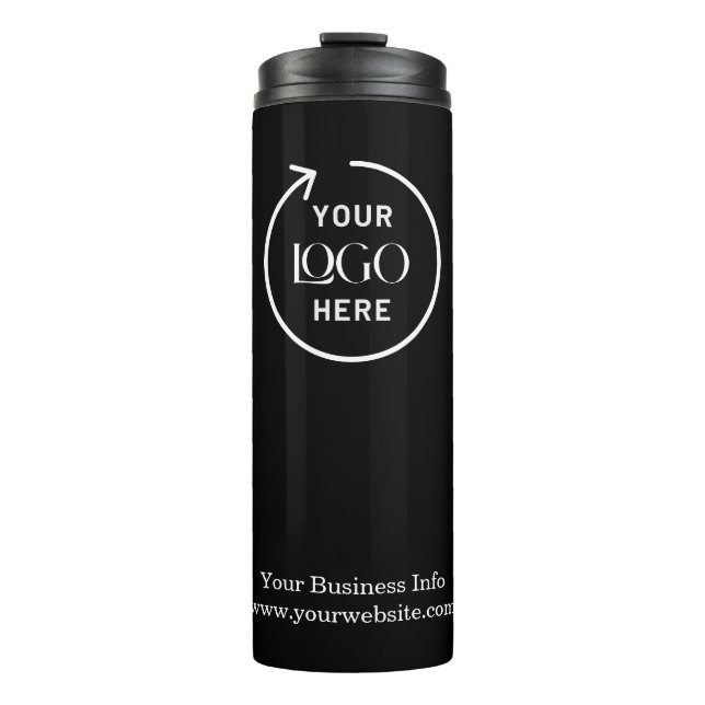 Logo | Business Corporate Company Branded Black  Thermal Tumbler (Front)