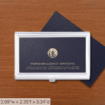 Logo Business Corporate Company Luxury Business Card Holder<br><div class="desc">A luxurious custom business template in a modern style that can easily be updated with your company logo and text. Designed with a brushed gold seal logo,  you can customise by changing the text and image using the fields provided. A branded design for promotion and networking.</div>