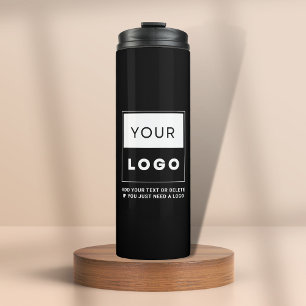 Logo Business Corporate Company Minimalist Black Thermal Tumbler