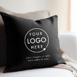 Logo | Business Corporate Company Minimalist Throw Cushion<br><div class="desc">A simple custom black business template in a modern minimalist style which can be easily updated with your company logo and text. If you need any help personalising this product,  please contact me using the message button below and I'll be happy to help.</div>