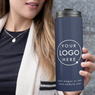 Logo   Business Corporate Company Navy Blue Thermal Tumbler