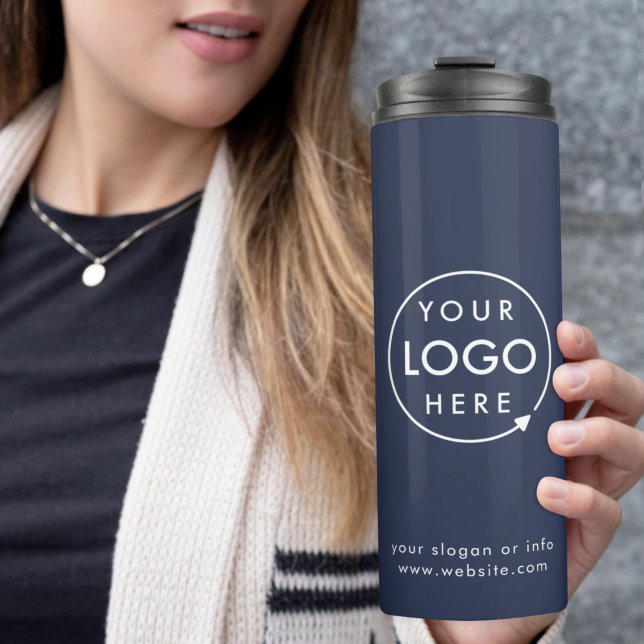 Logo | Business Corporate Company Navy Blue Thermal Tumbler (Creator Uploaded)