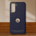 Logo Business Corporate Company Samsung Galaxy Case<br><div class="desc">A simple custom navy blue business template in a modern minimalist luxury style that can be easily updated with your company logo and text. Designed with a template brushed metallic gold logo emblem,  you can customise by changing the text and image using the fields provided.</div>