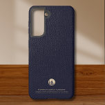 Logo Business Corporate Company Samsung Galaxy Case<br><div class="desc">A simple custom navy blue business template in a modern minimalist luxury style that can be easily updated with your company logo and text. Designed with a template brushed metallic gold logo emblem,  you can customise by changing the text and image using the fields provided.</div>