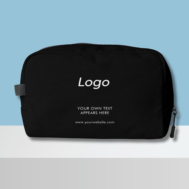 Logo business cosmetic promotional dopp kit (Logo small business branded dopp kit bag. Perfect for corporate promotional gifts and branded merch)