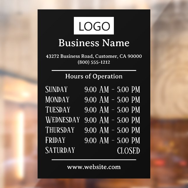 Logo Business Hours of Operation Opening Times  (Sheet 2)