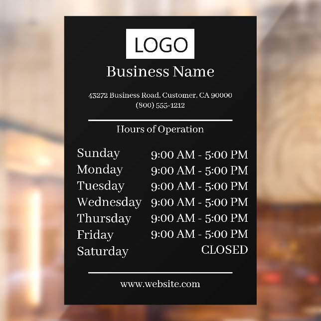 Logo Business Hours of Operation Opening Times  (Sheet 2)