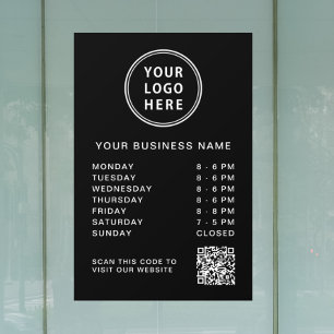 Logo Business Hours QR Code Black
