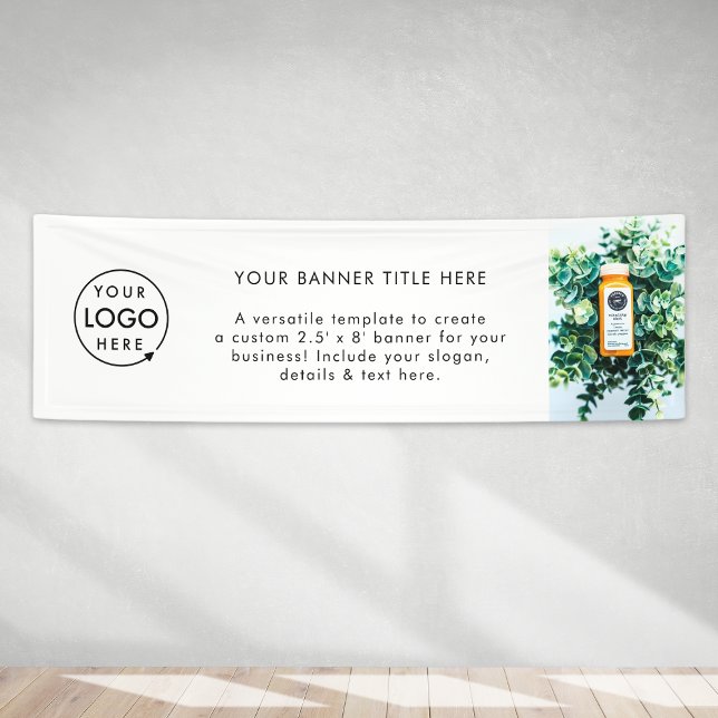 Logo Business | Minimalist Modern Photo White 8' Banner (Creator Uploaded)