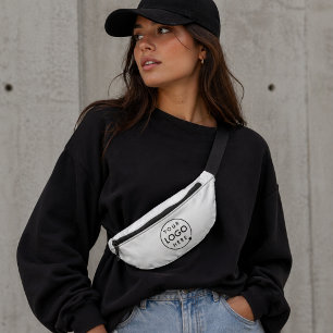 Logo Business Minimalist Simple White Bum Bags