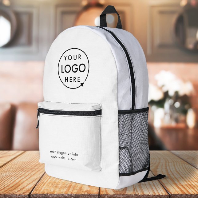 Logo Business | Minimalist Simple White Printed Backpack (Creator Uploaded)