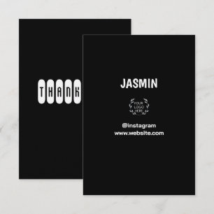 Logo Business Modern Minimal Company Branded Black Thank You Card