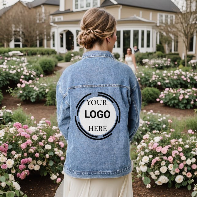 Logo Business Modern Minimal Designs Denim Jacket (Wedding Back)