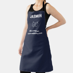 Logo Business Modern Minimal navy blue Apron