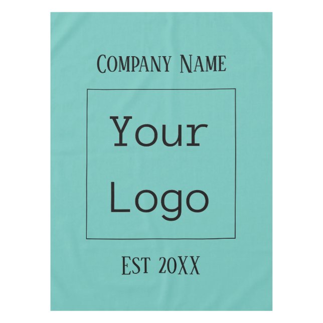 Logo Business Name Restaurant Black Teal Blue Tablecloth (Front)