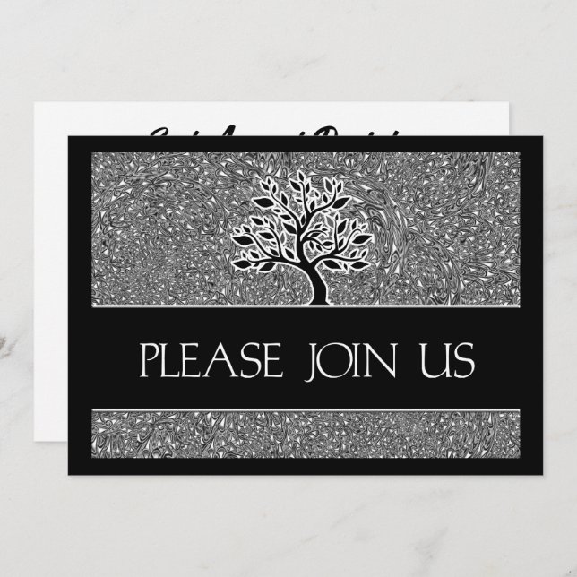 Logo Business Party Invitation Black and White (Front/Back)