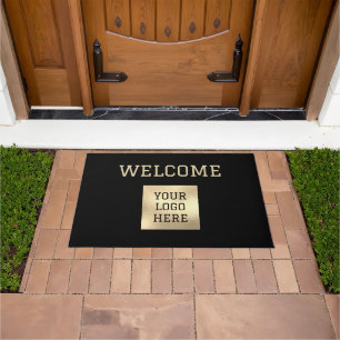 Logo Business Promotional Modern Company Black Doormat