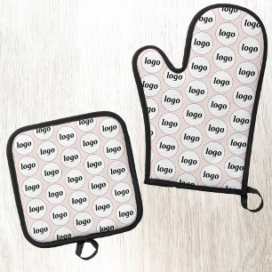 Logo Business Promotional Pattern Blush Pink Oven Mitt & Pot Holder Set